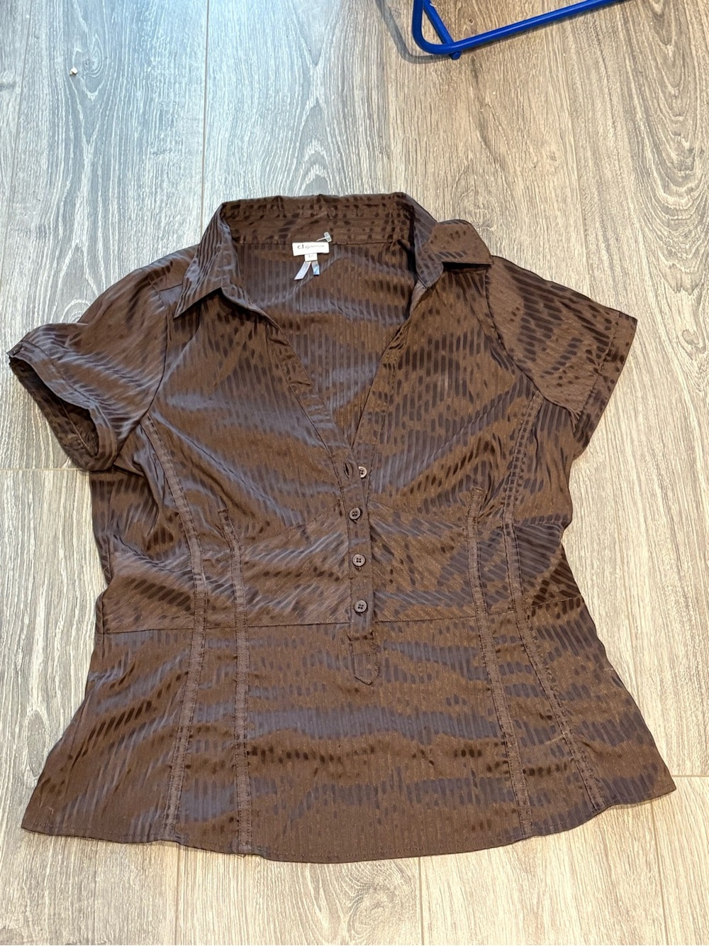 Vintage Dynamite Dark Brown Short-Sleeve Button Blouse